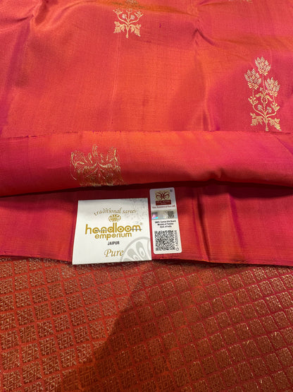 Pink Handloom Kanjivaram Pure Silk Saree