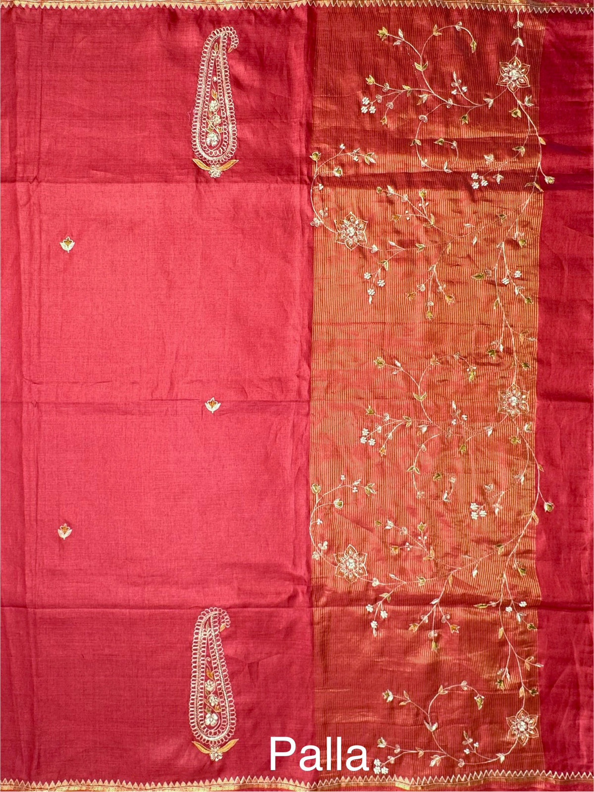 Maroon Hand Work Pure Tussar Silk Saree