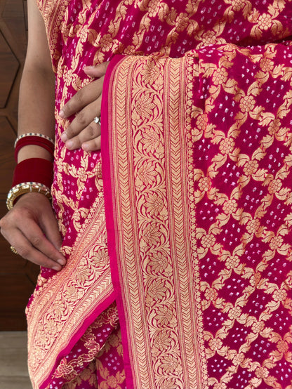 Rani Gharchola Bandhej Pure Georgette Saree