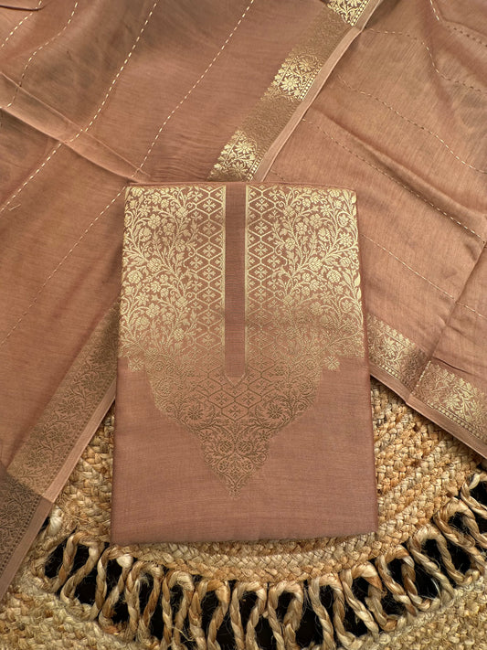 Beige Handloom Chanderi Suit