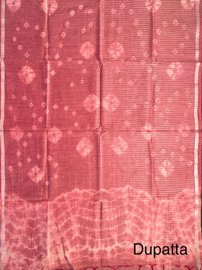 Dusky Pink Kumari Art Cotton 3-Piece Suit