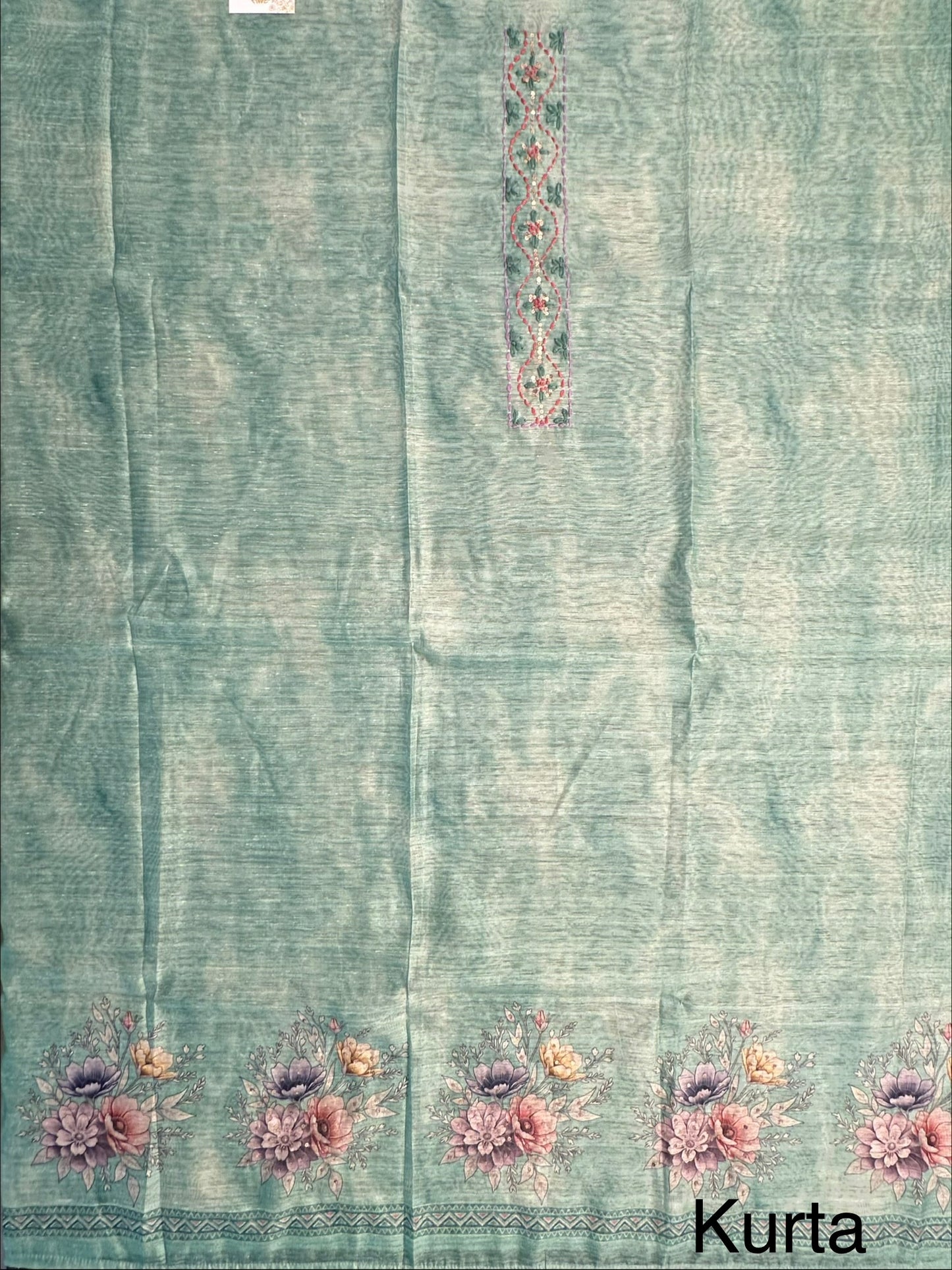 Sea Green Fancy Cotton 3-Piece Suit
