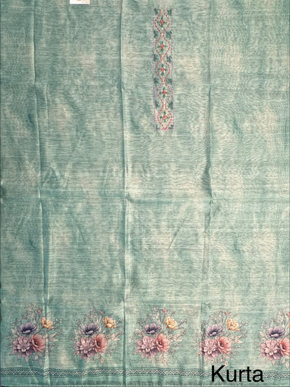 Sea Green Fancy Cotton 3-Piece Suit