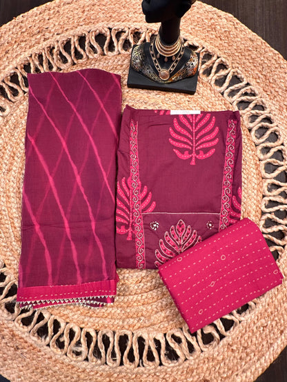Magenta Rati Printed Pure Cotton Suit