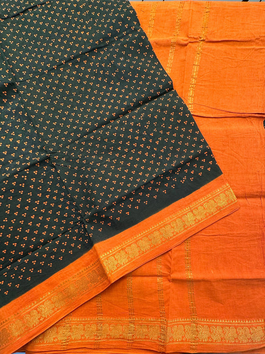 Dark Green Soongadi Cotton Saree