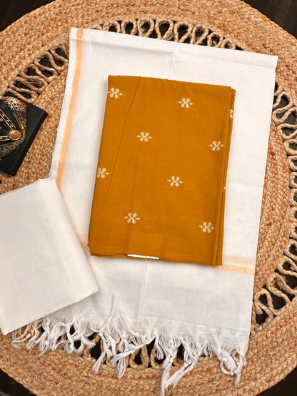 Mustard Siya South Cotton 3-Piece Suit
