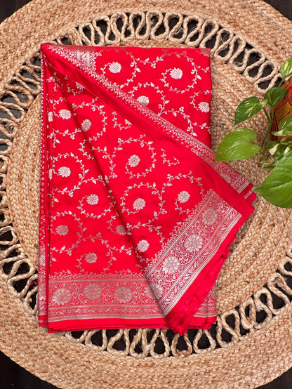 Red Banarasi Jaal Artificial Silk Saree