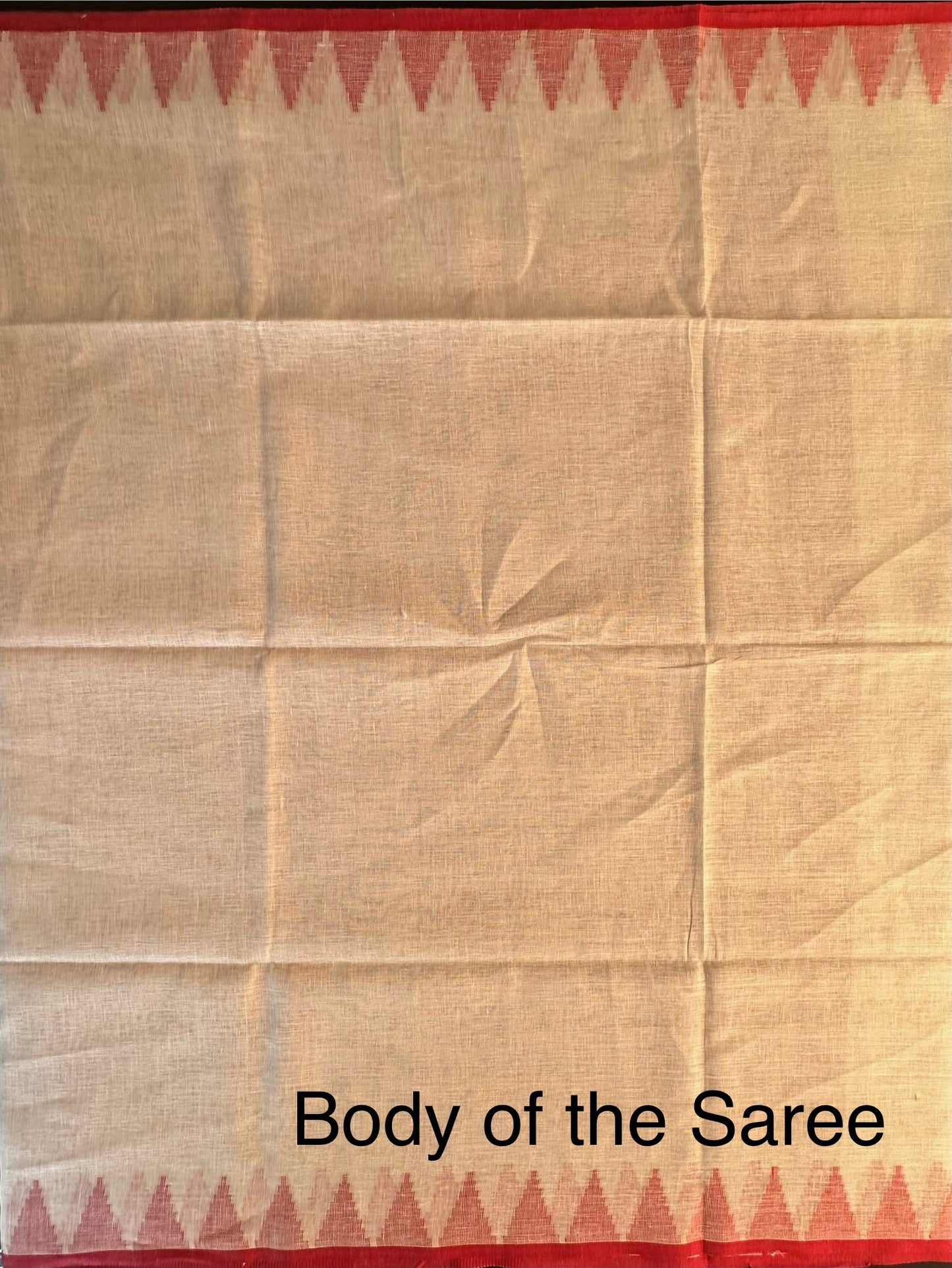 Off White-Red Linen Saree