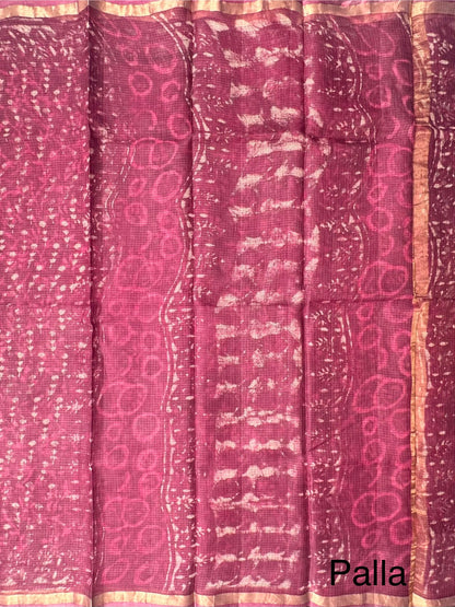 Purple Kota Doria Cotton-Silk Saree