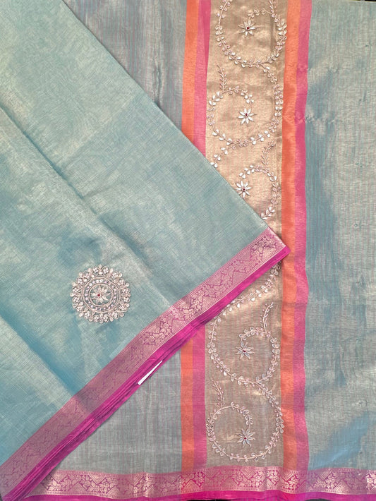 Green HandWork Tissue Saree