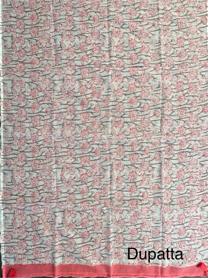 Peach Printed Pure Cotton Suit