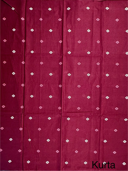 Maroon-Beige South Cotton 3-Piece Suit