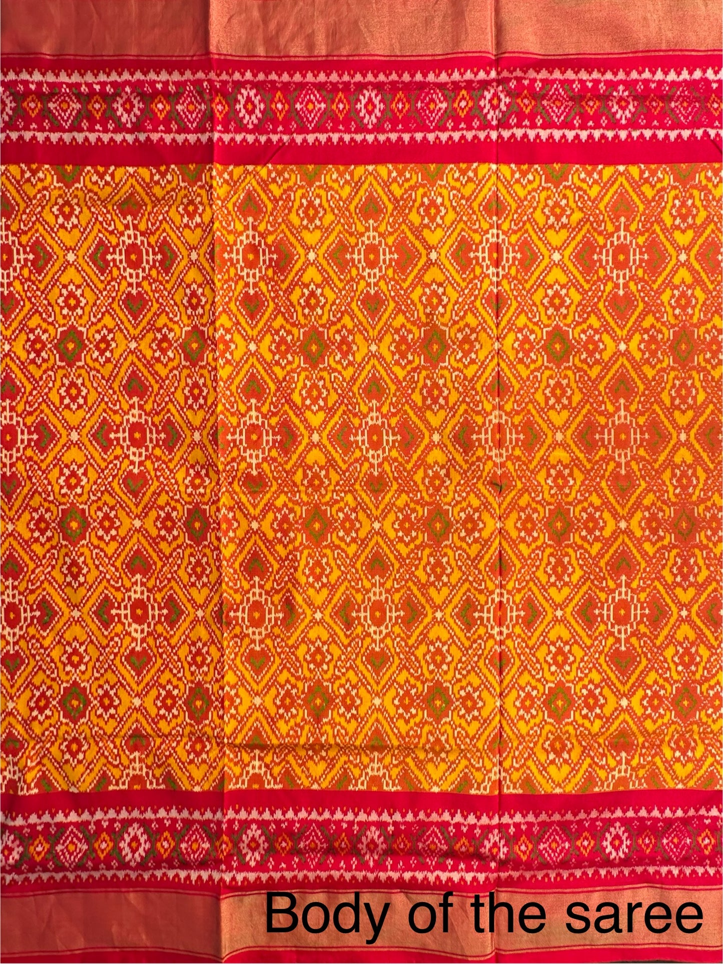 Mustard-Red Patola Handloom Silk Saree