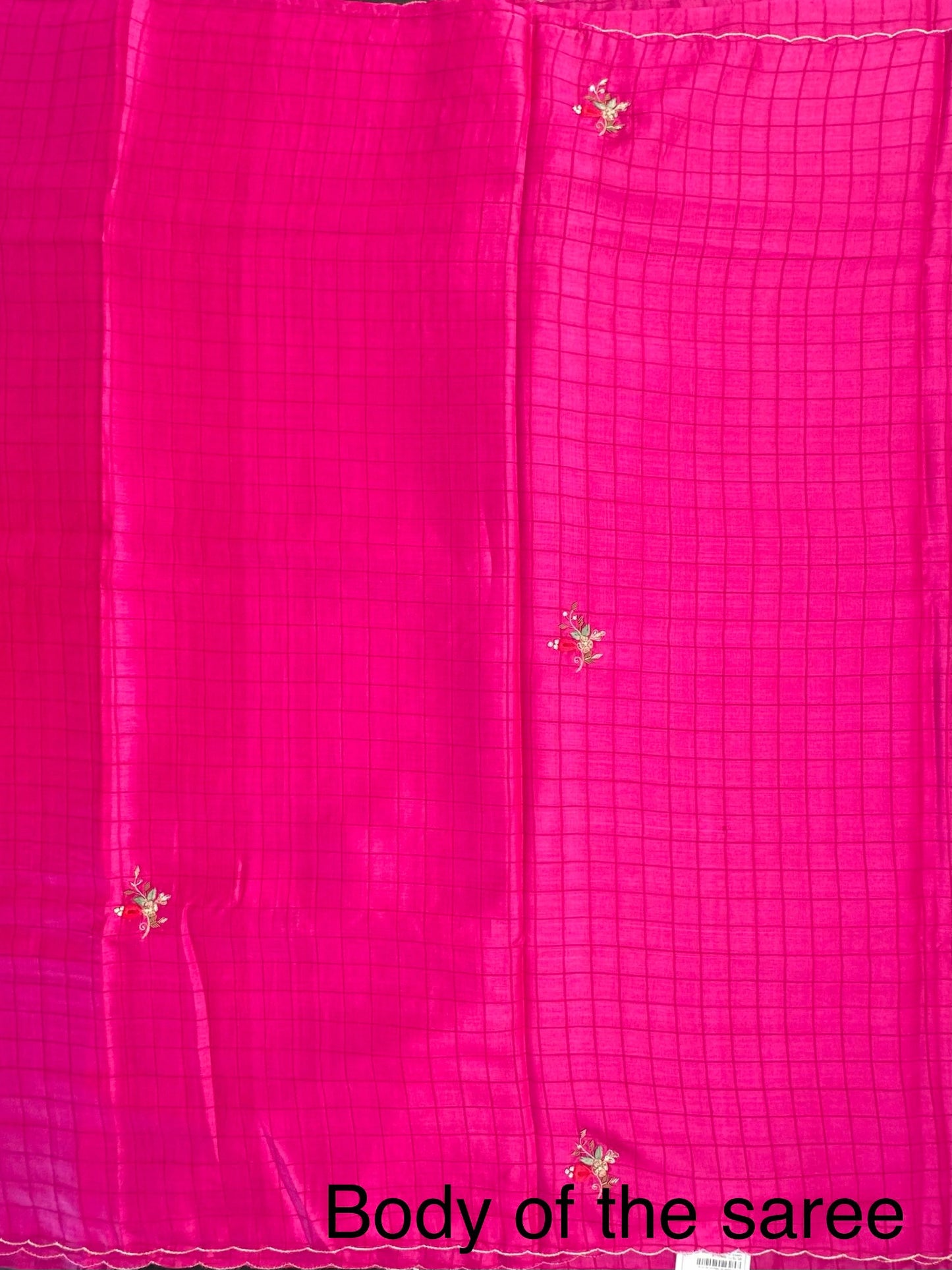 Rani Hand Embroidery Pure Tussar Silk Saree