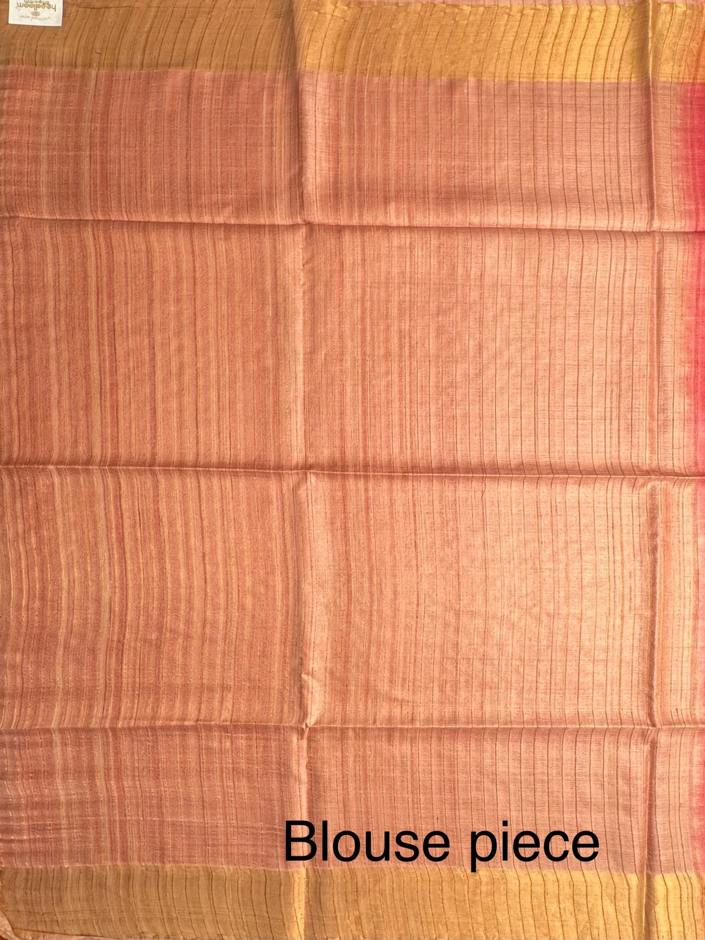 Red-Peach Handloom Tussar Silk Saree