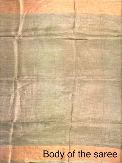 Mehendi Green Emboss Pure Tissue Silk Saree
