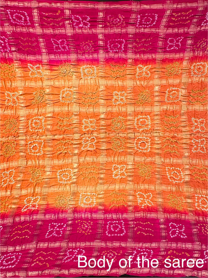 Yellow-Rani Gharchola Bandhej Gajji Silk Saree