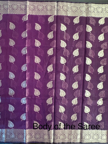 Wine Chanderi Cotton Saree