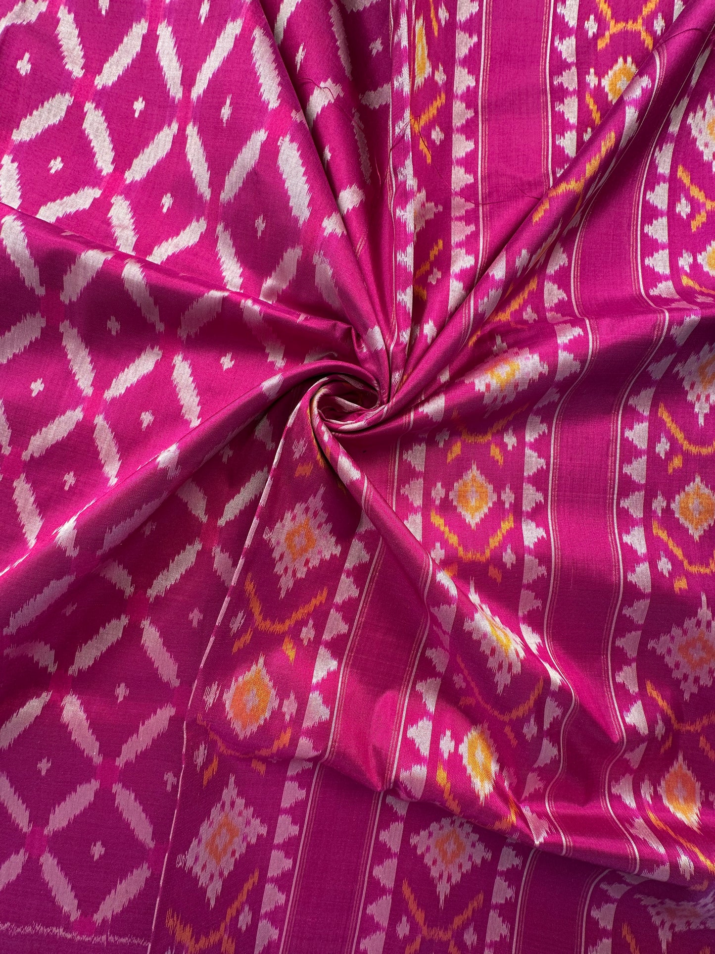 Magenta Ikkat Patola Handloom Silk Saree