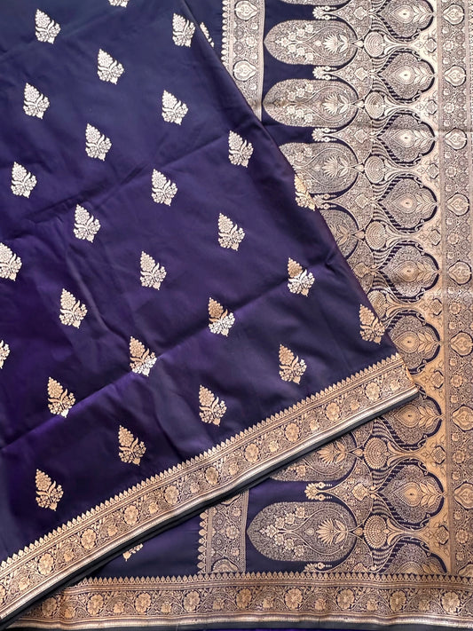 Navy Blue Banarasi Artificial Silk Saree