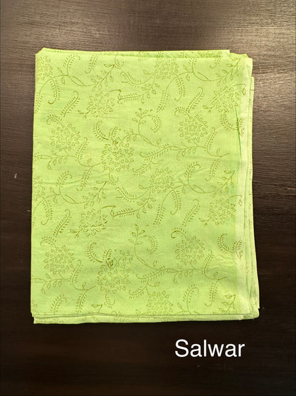 Parrot Green 4-Piece Kota Doria Cotton Unstitched Suit