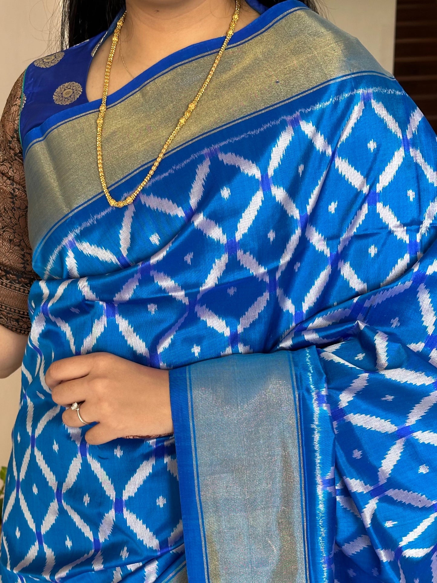 Blue Ikkat Patola Handloom Silk Saree