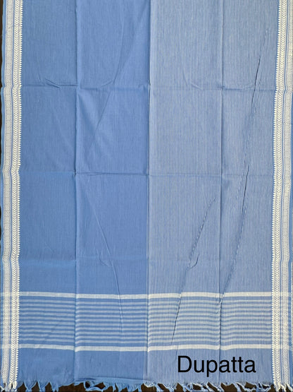 Blue South Cotton 3-Piece Suit