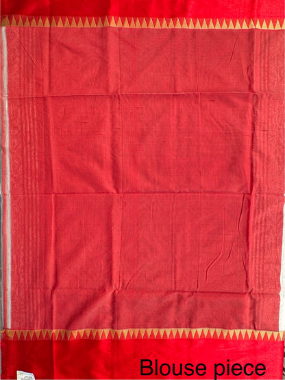 White Red Doodh Aalta Pure Cotton Saree