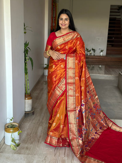 Orange Paithini Silk Saree
