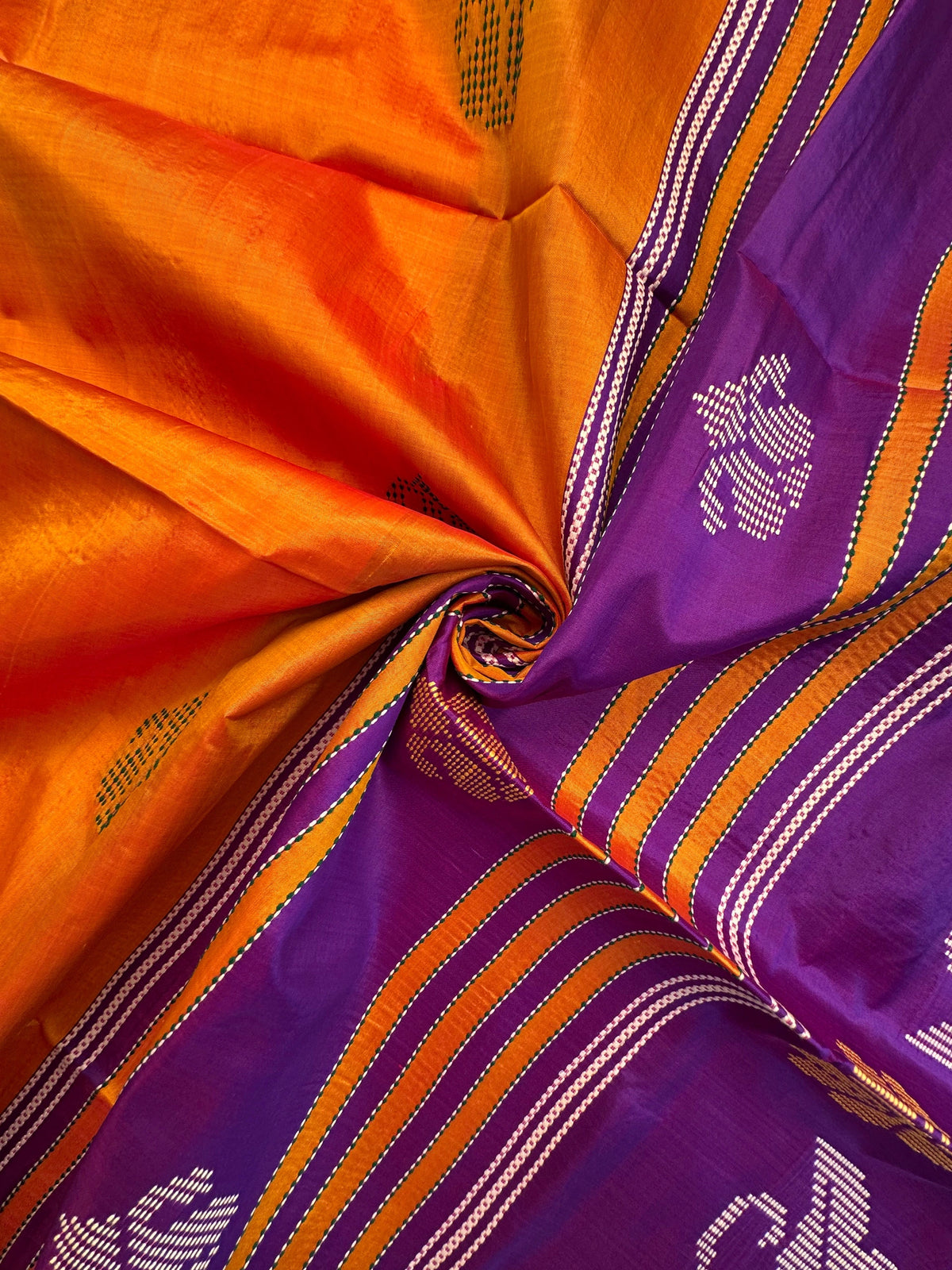 Mustard-Purple Assam Resham Weave Pure Silk Saree