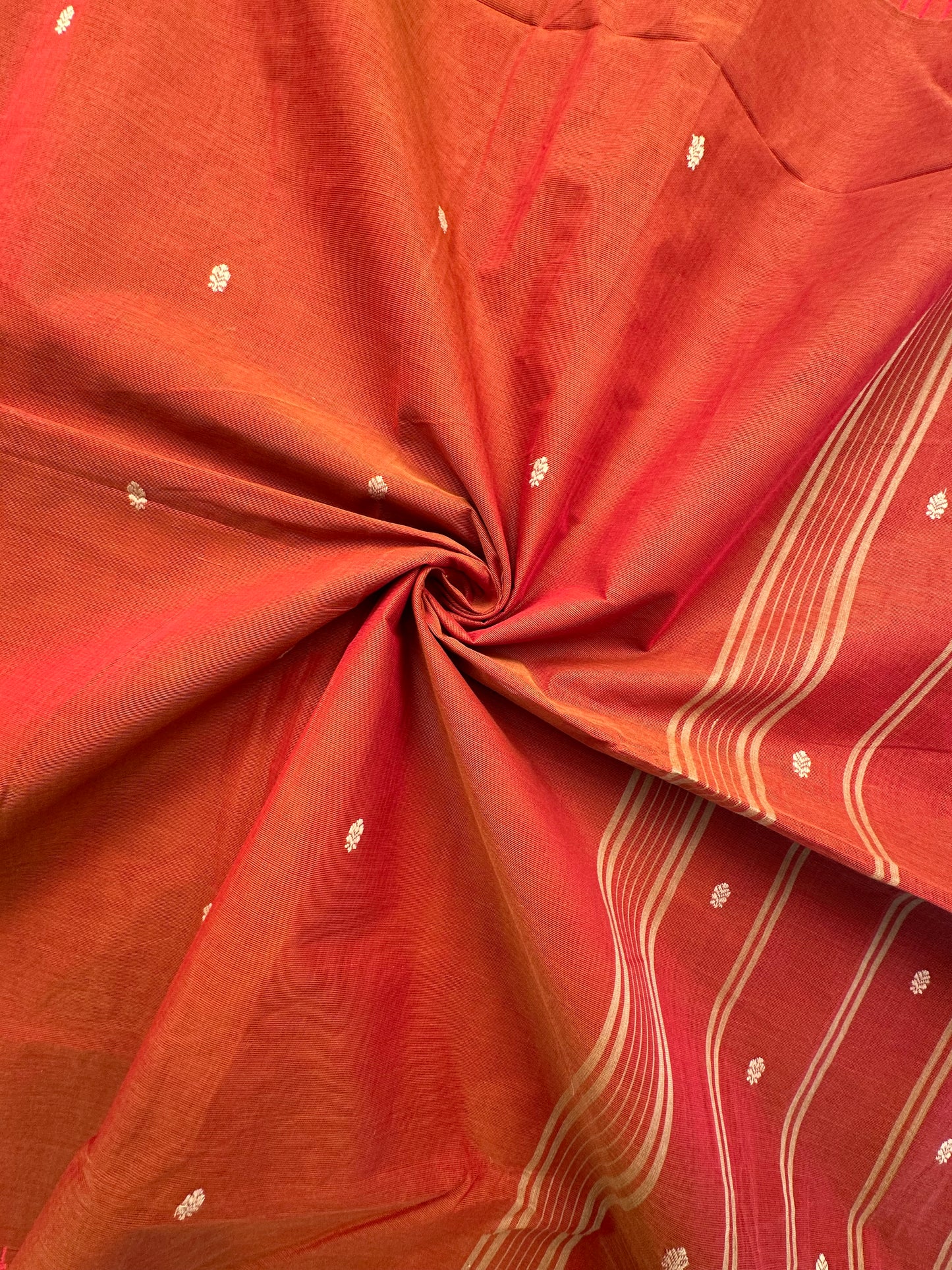 Rust Narayanpet Cotton Saree