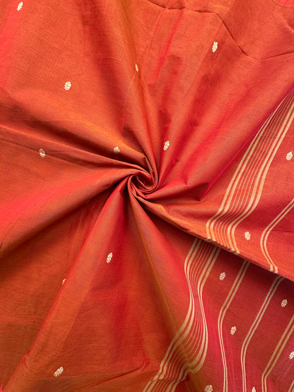 Rust Narayanpet Cotton Saree