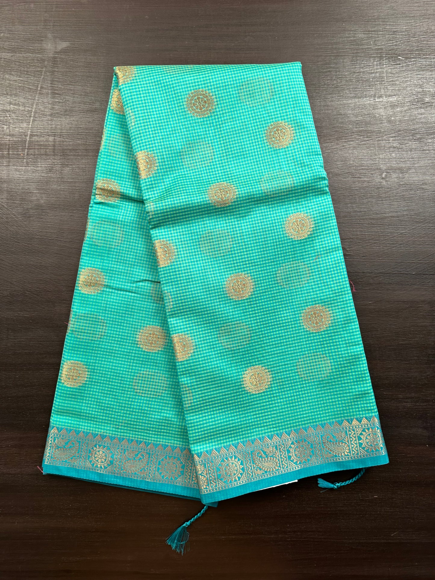 Sea Green Blended Cotton Saree