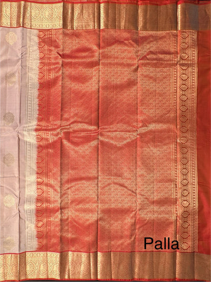 Beige Pondicherry Handloom Pure Silk Saree