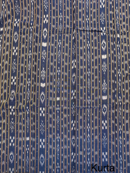 Blue Sambhalpuri Ikkat Handloom Cotton  3-Piece Suit