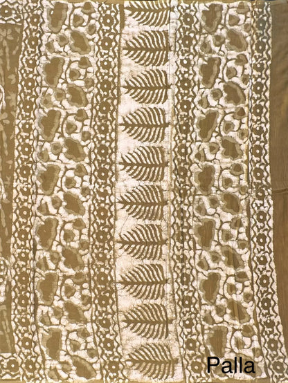 Mehendi Green  Block Print Pure Cotton Saree