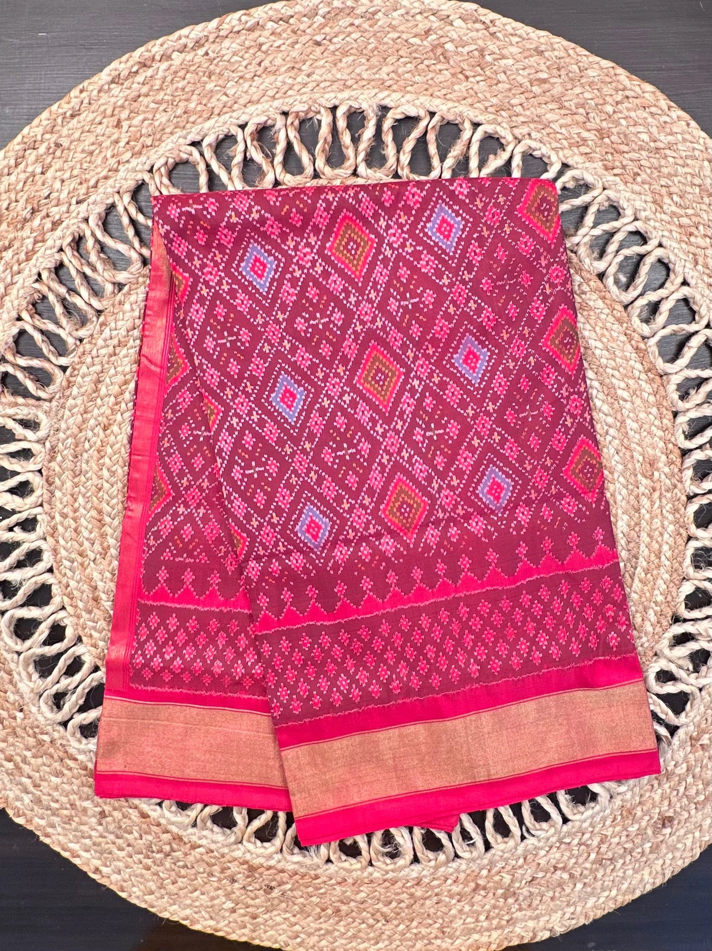 Red Ikkat  Pure Silk Saree