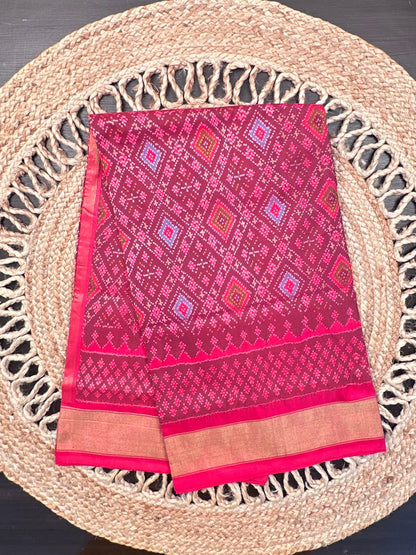 Red Ikkat  Pure Silk Saree