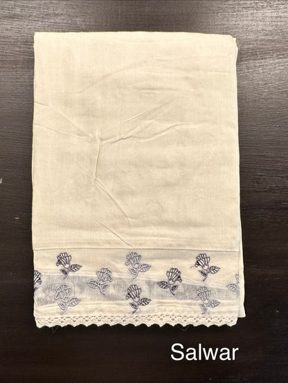 Off White-Grey Chanderi Suit