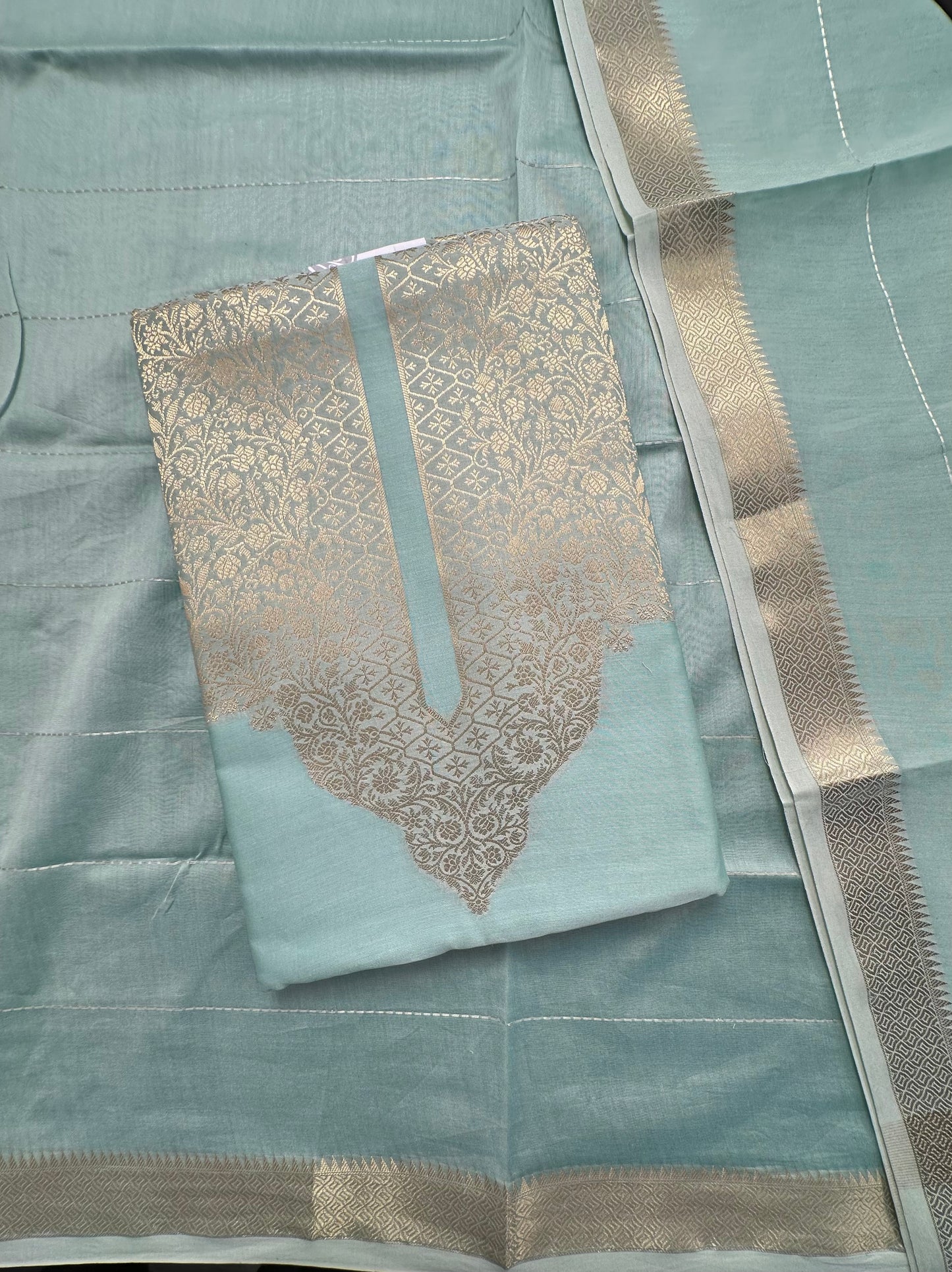 Pastel Blue Handloom Chanderi Suit