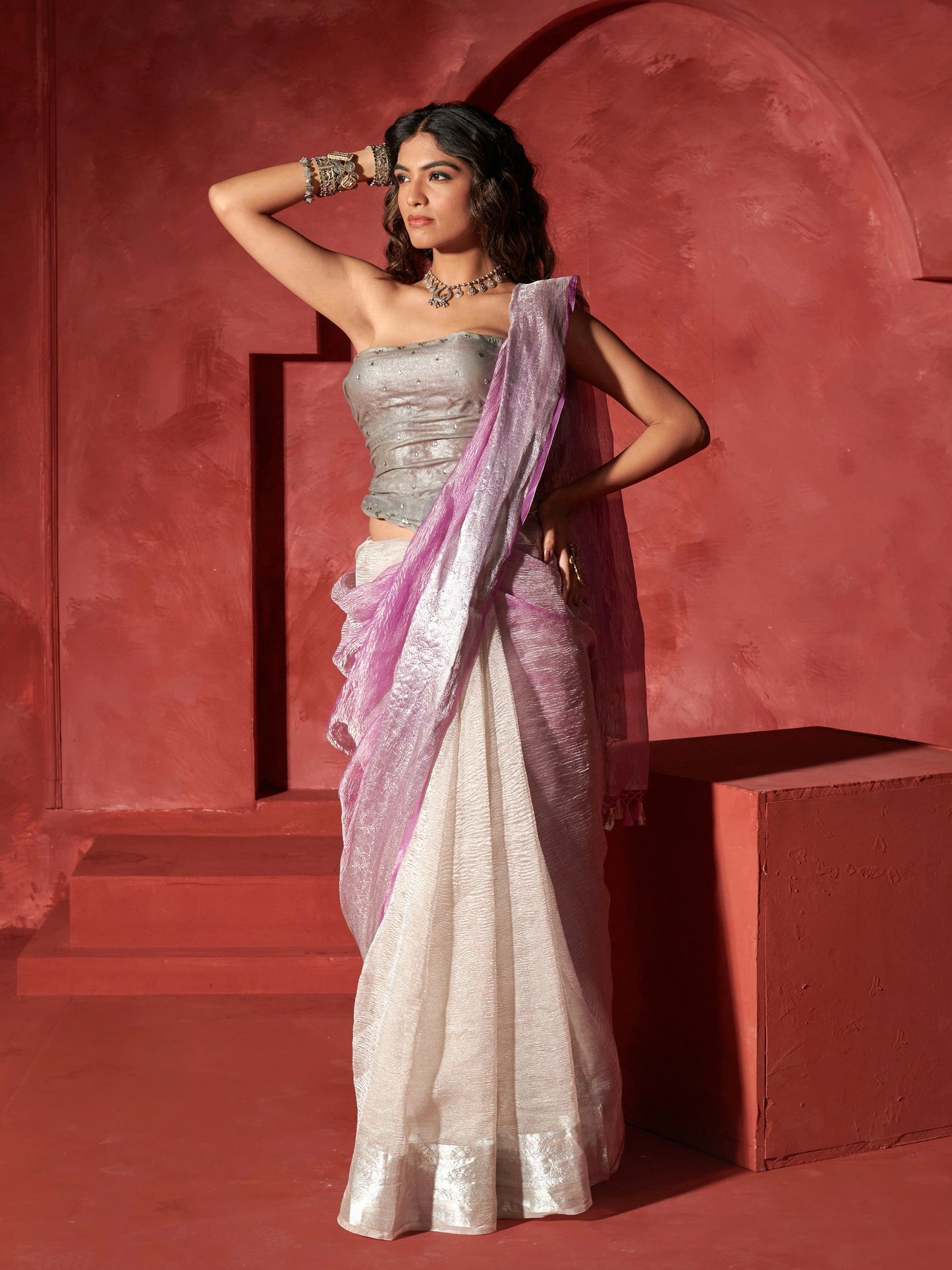 Mauve Crush Pure Tissue Saree