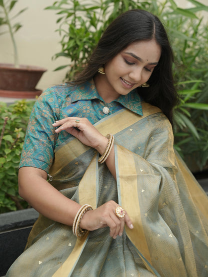 Emboss Tissue Silk Saree