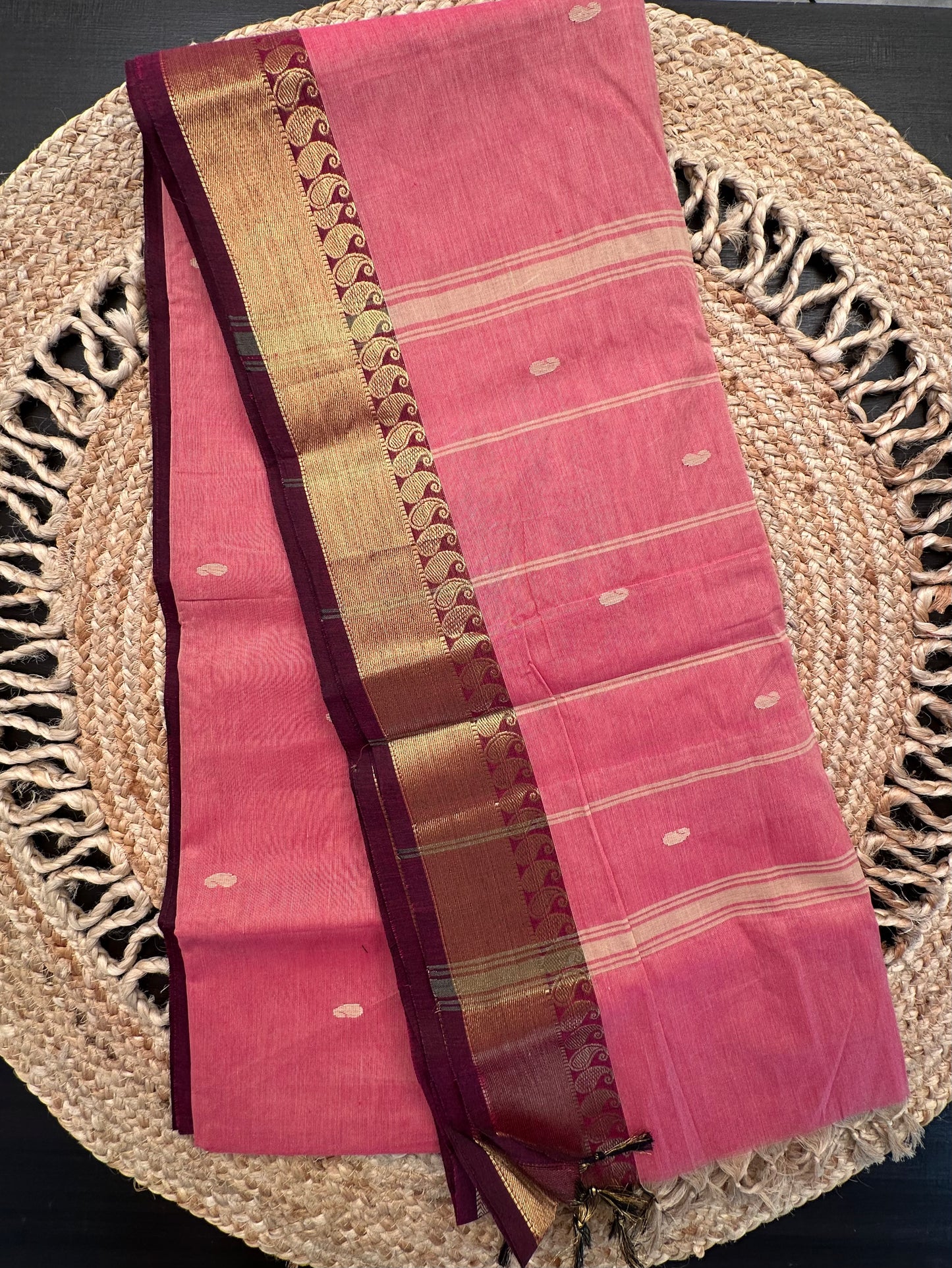 Pink Narayanpet Cotton Saree