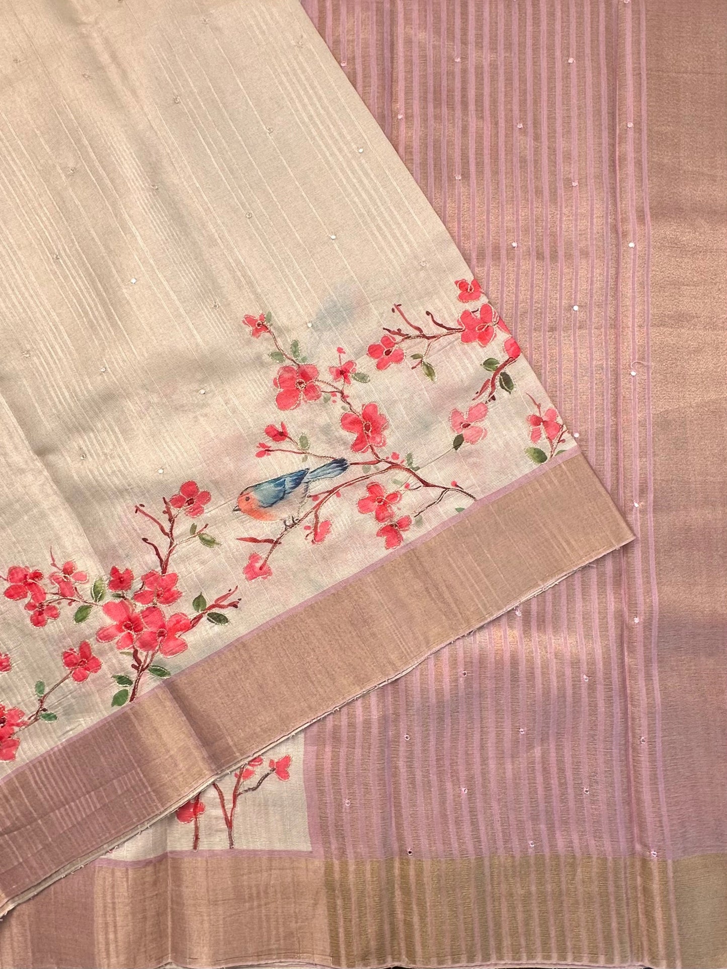 Beige-Mauve Diraa Tissue Saree