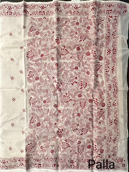 Cotton Saree With Kaantha  Embroidery