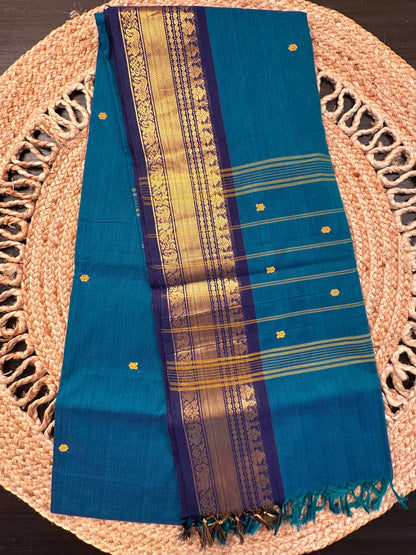 Teal Blue Narayanpet Cotton Saree