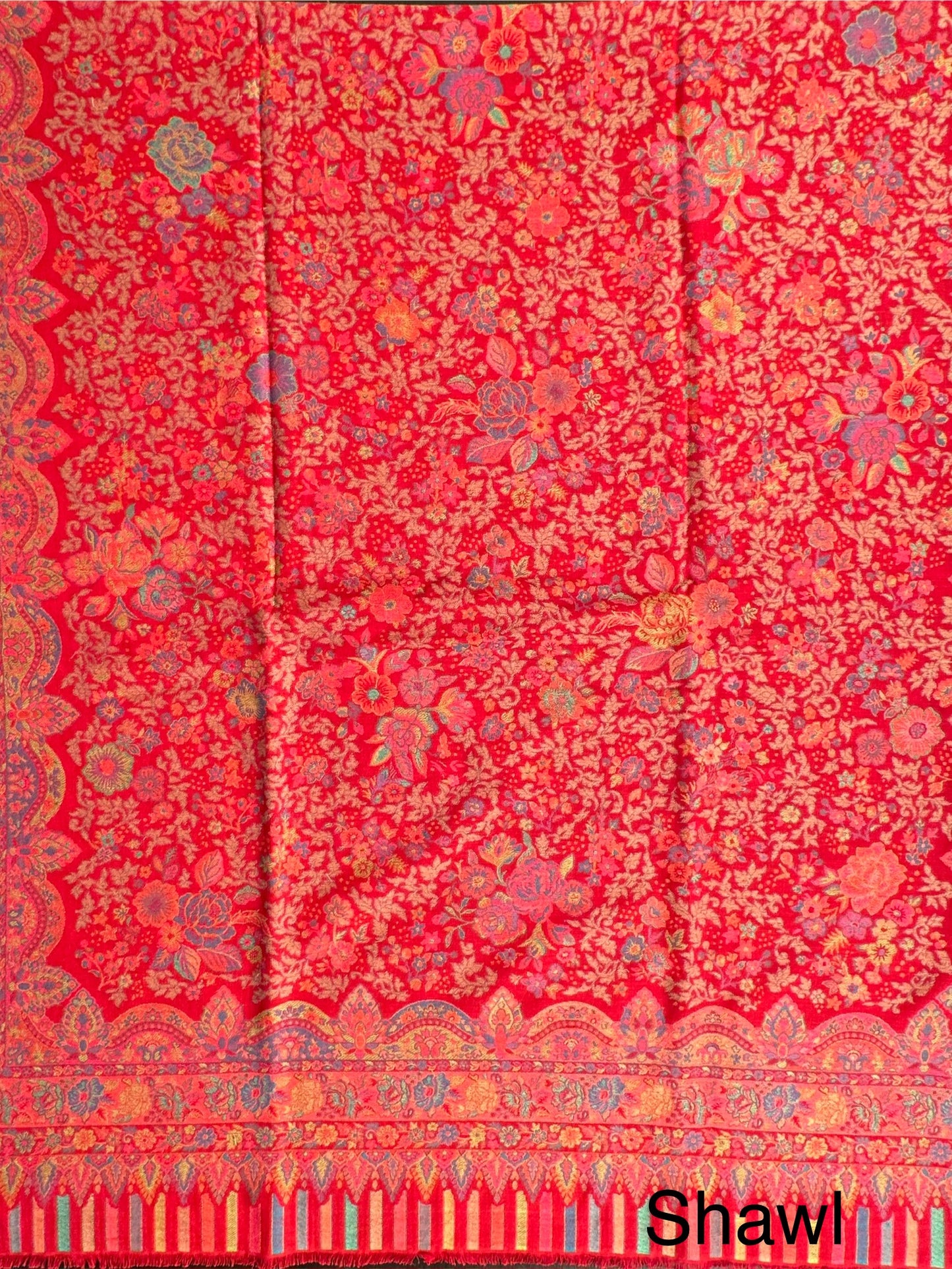 Red Blended Wool Shawl