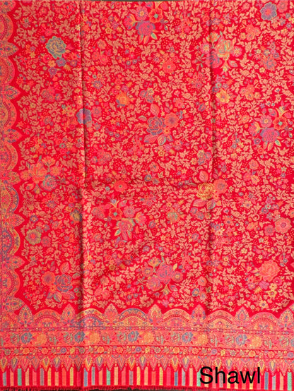 Red Blended Wool Shawl