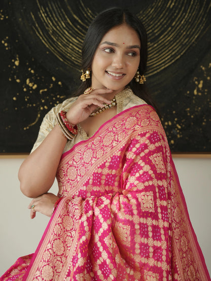 Pure Georgette Gharchola Bandhej Saree