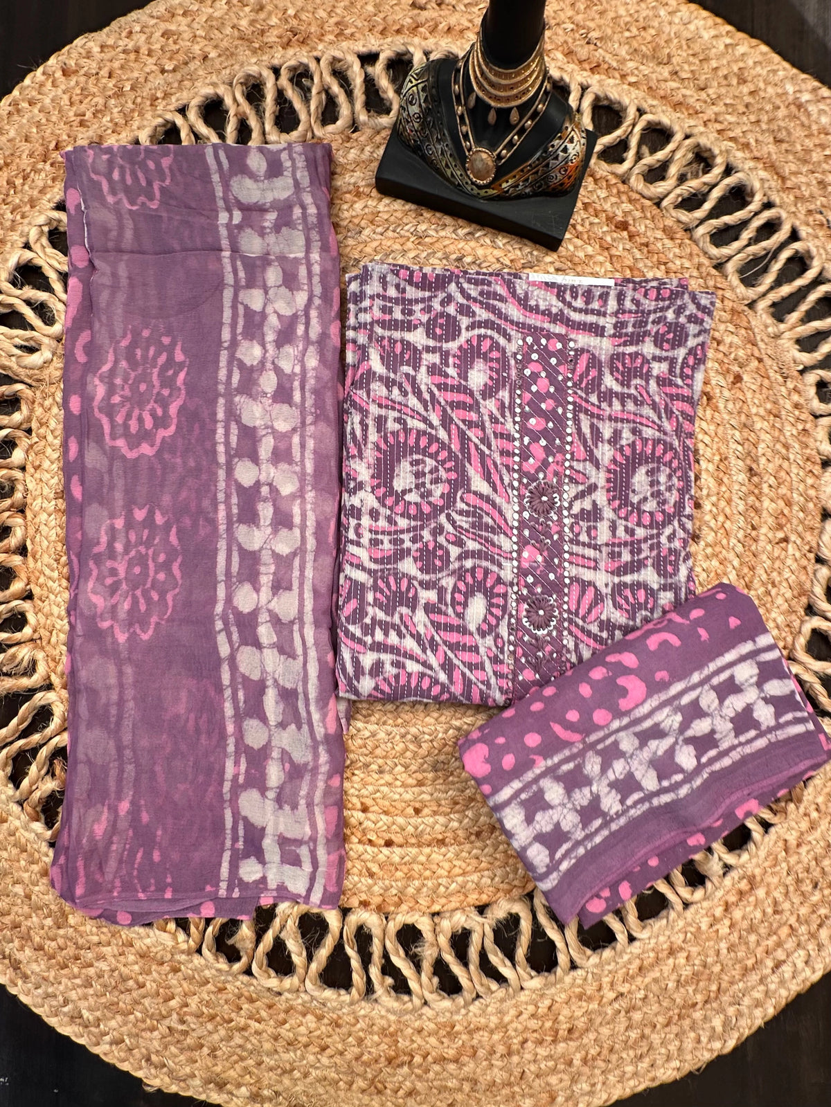 Purple Pure Cotton 3-Piece Unstitched Suit